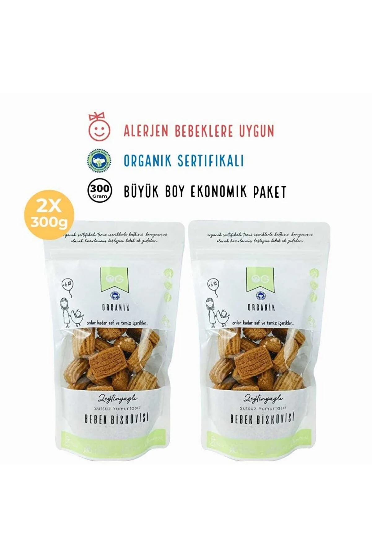 OG natural 2'li Organik Bebek Bisküvisi 2x300 gr 6 Ay 8682792210182